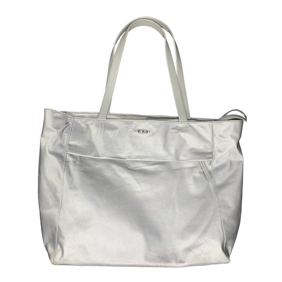Tumi Handbags - TUMI Nylon Tote Bag Laptop Travel Bag Gray Double Handles Zip Pockets Women's L